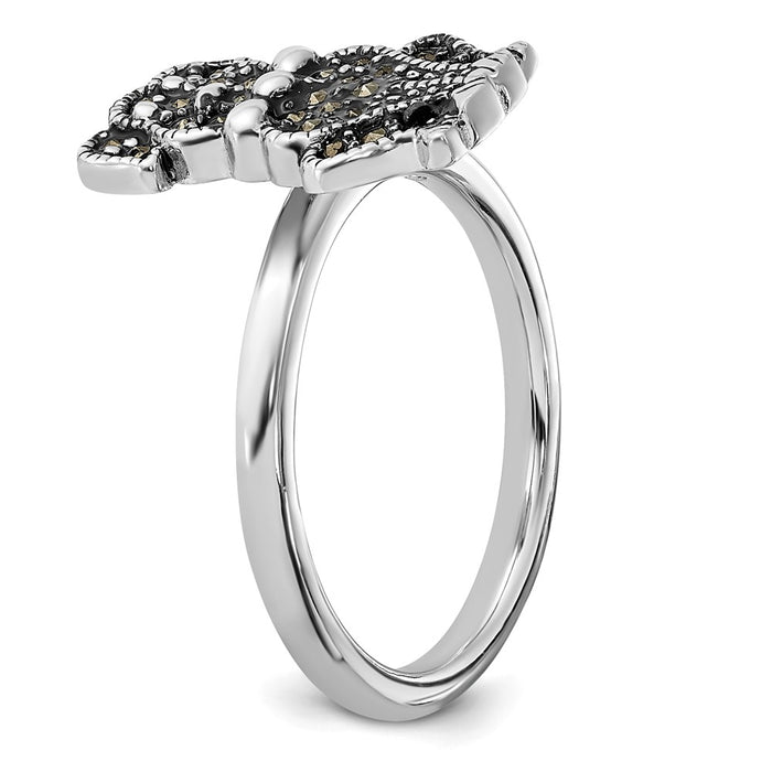Designer Sterling Silver Marcasite Dog Ring - 14K Gold Accents, Stylish Value-6