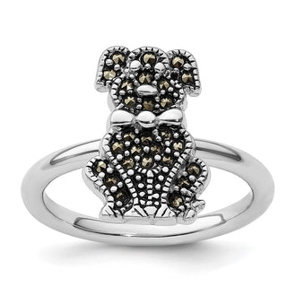 Buy Stylish Sterling Silver Marcasite Dog Ring - Stackable Expressions, 14K Gold Finish