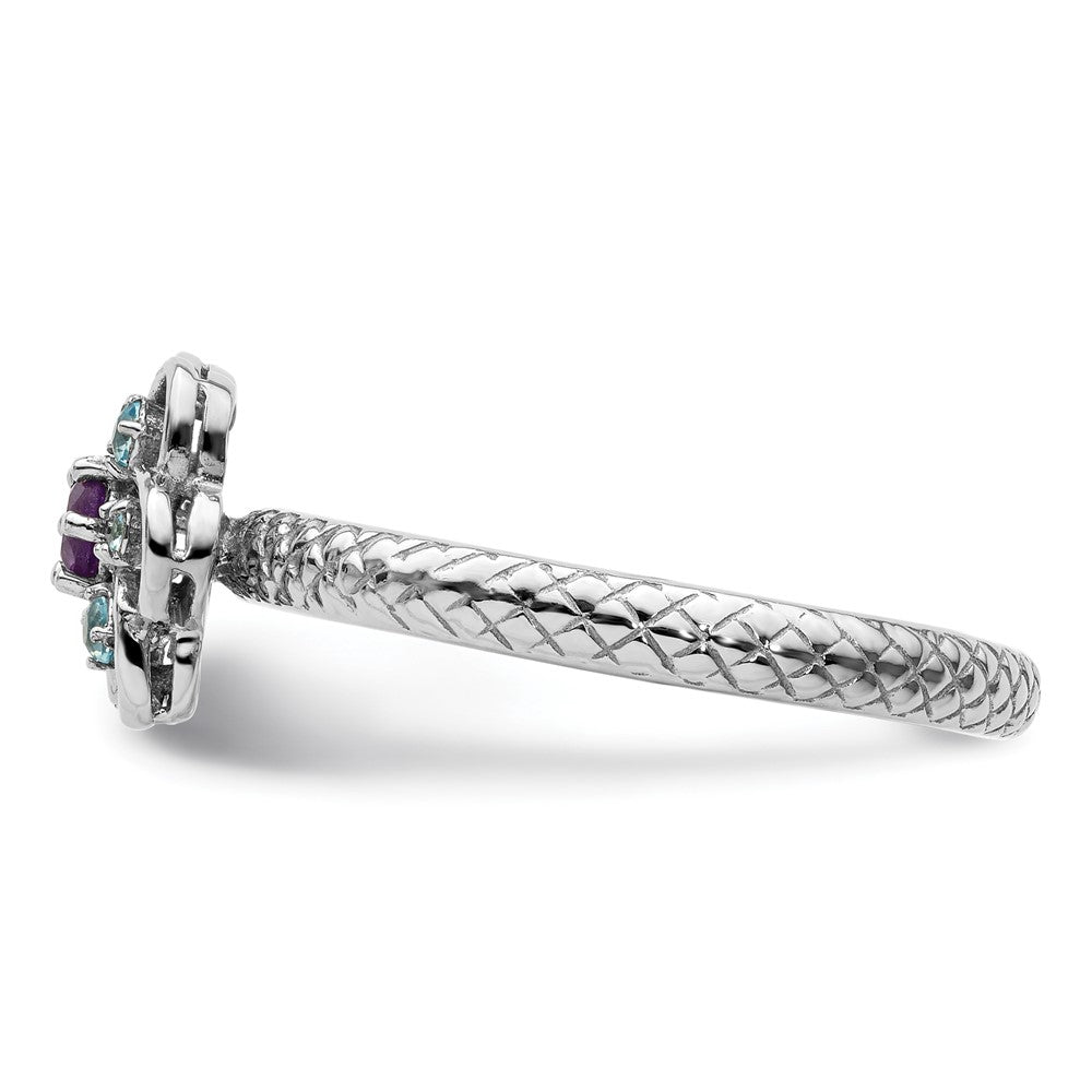 Order Stylish Sterling Silver Amethyst & Blue Topaz Stackable Ring - Affordable Luxury