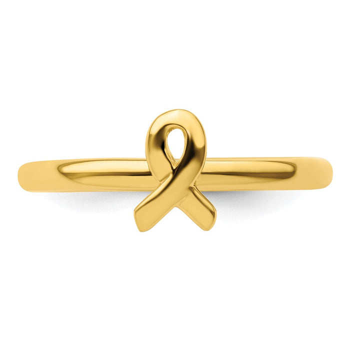 Exclusive Gold-Plated Awareness Ribbon Ring | Stylish Sterling Silver Stackable-4