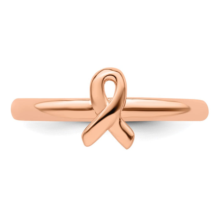 Buy Stylish Rose Gold Awareness Ribbon Stackable Ring in Sterling Silver, 14K-4