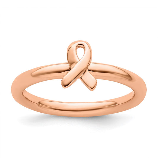 Buy Stylish Rose Gold Awareness Ribbon Ring in Sterling Silver - 14K Gold Accents