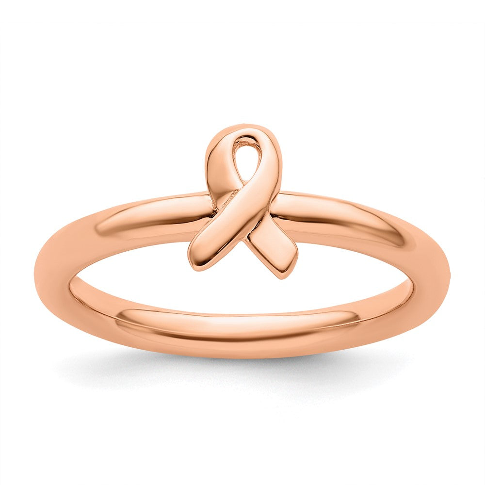 Buy Stylish Rose Gold Awareness Ribbon Stackable Ring in Sterling Silver, 14K