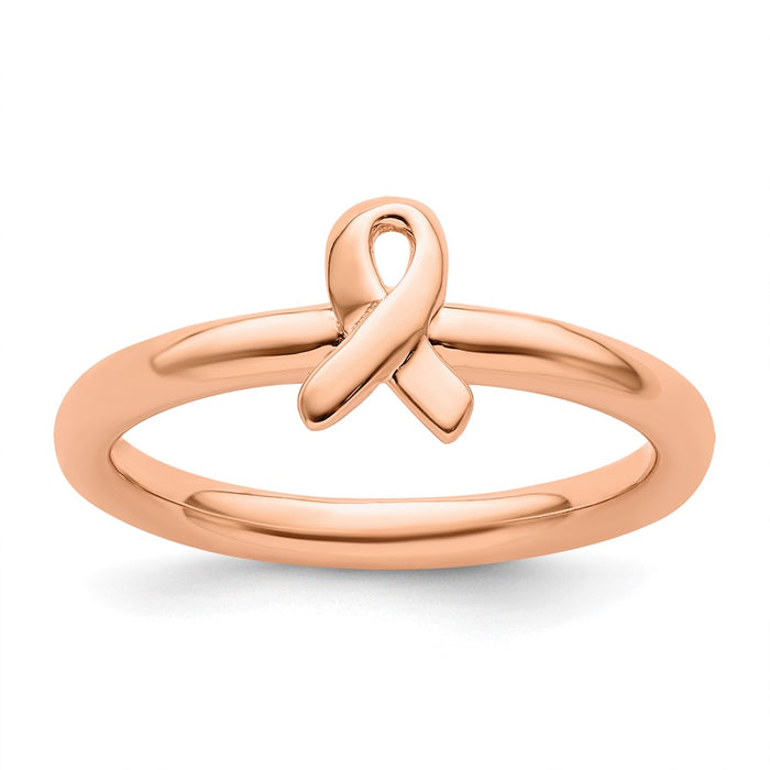 Buy Stylish Rose Gold Awareness Ribbon Stackable Ring in Sterling Silver, 14K-1