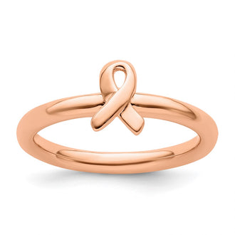 Shop Stylish Rose Gold Awareness Ribbon Ring in Sterling Silver - 14K, Stackable
