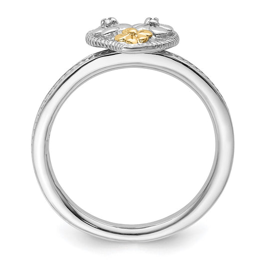 Buy Stylish 14K Gold & Sterling Silver Stackable Diamond Heart Ring