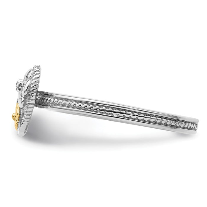 Buy Stylish 14K Gold & Sterling Silver Stackable Diamond Heart Ring-3