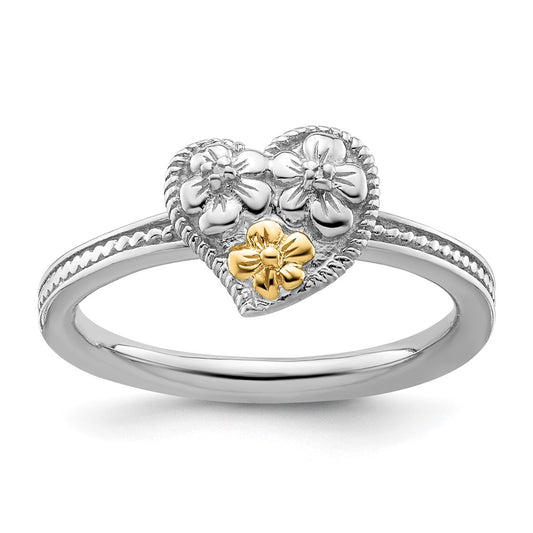 Buy Stylish 14K Gold & Sterling Silver Stackable Diamond Heart Ring