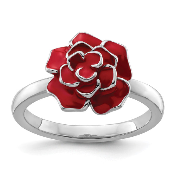 Sterling Silver Stackable Rose Design Ring