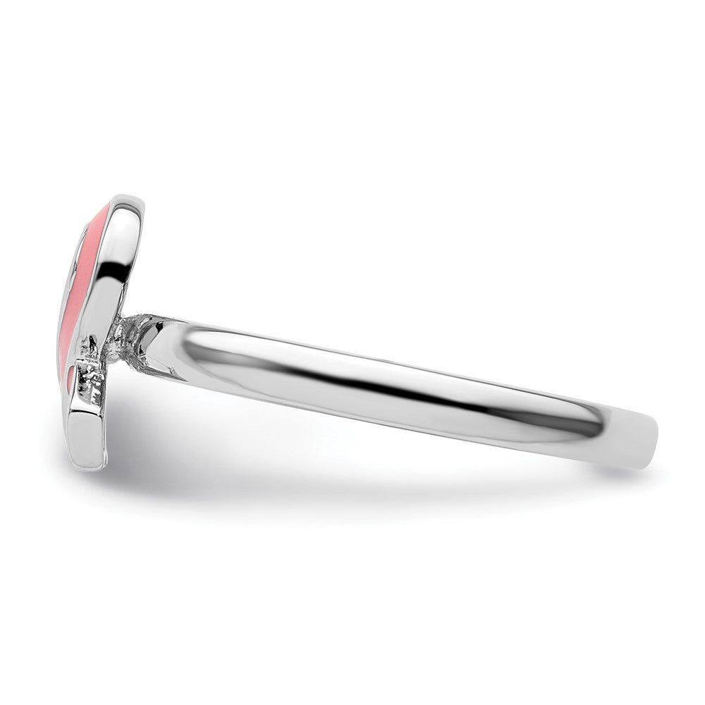 High-Quality Sterling Silver Stackable Pink Enameled Awareness Ribbon Ring | Stylish Value