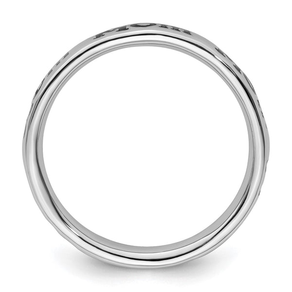 Polished Enameled Sterling Silver Stackable Mom Ring - 14K Gold