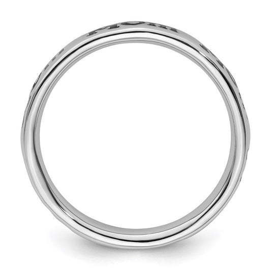 Buy Stylish Polished Enameled Sterling Silver Stackable Mom Ring - 14K Gold Finish