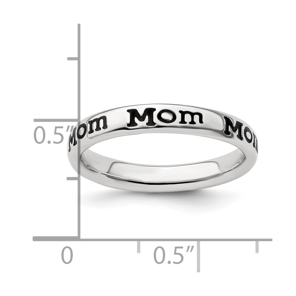 Buy Stylish Polished Enameled Sterling Silver Stackable Mom Ring - 14K Gold Finish
