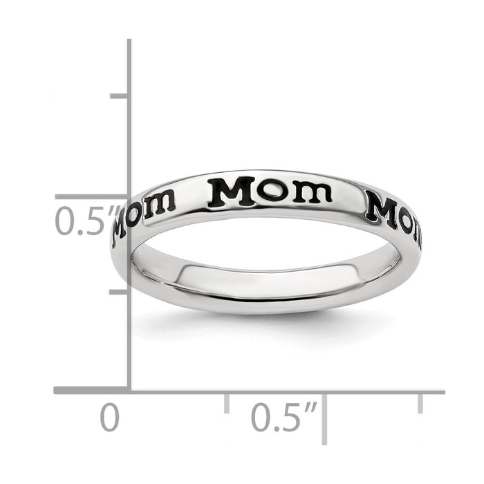 Buy Stylish Polished Enameled Sterling Silver Stackable Mom Ring - 14K Gold Finish-4