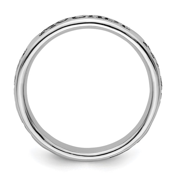 Polished Enameled Sterling Silver Mother Ring - Stackable