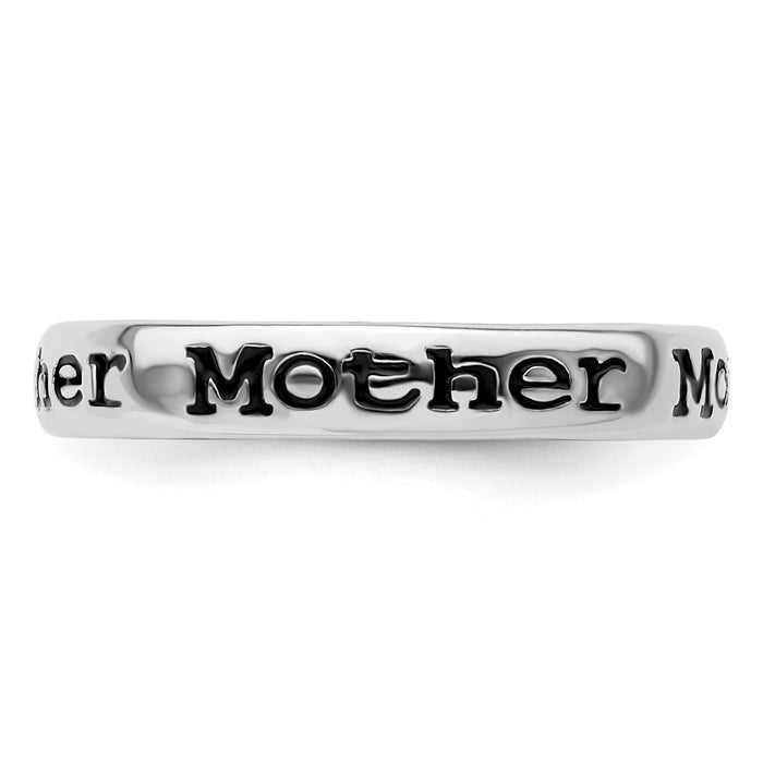 Shop Stylish Polished Enameled Sterling Silver Mother Ring - Stackable Design-3