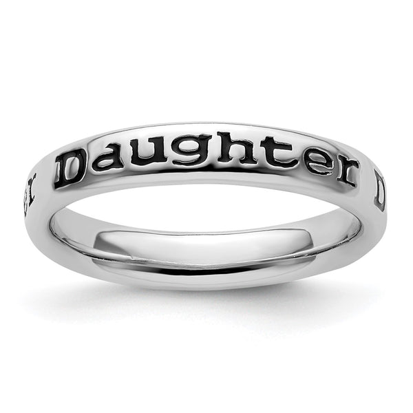 Polished Enameled Sterling Silver Stackable Ring for Daughters