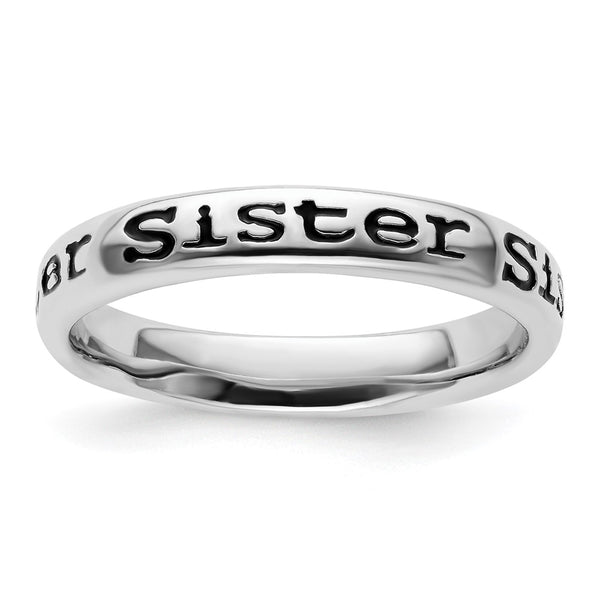 Polished Enameled Sister Ring in Sterling Silver - Stackable Expressions