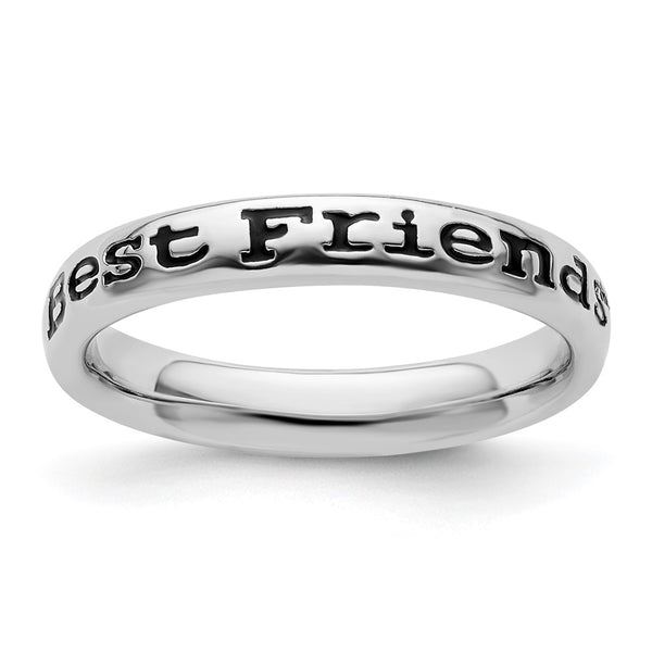 Polished Enameled Friends Ring in Sterling Silver - Stackable