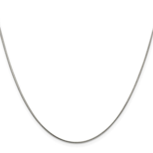 Buy Stylish Rhodium-Plated 1mm Round Snake Chain in Sterling Silver