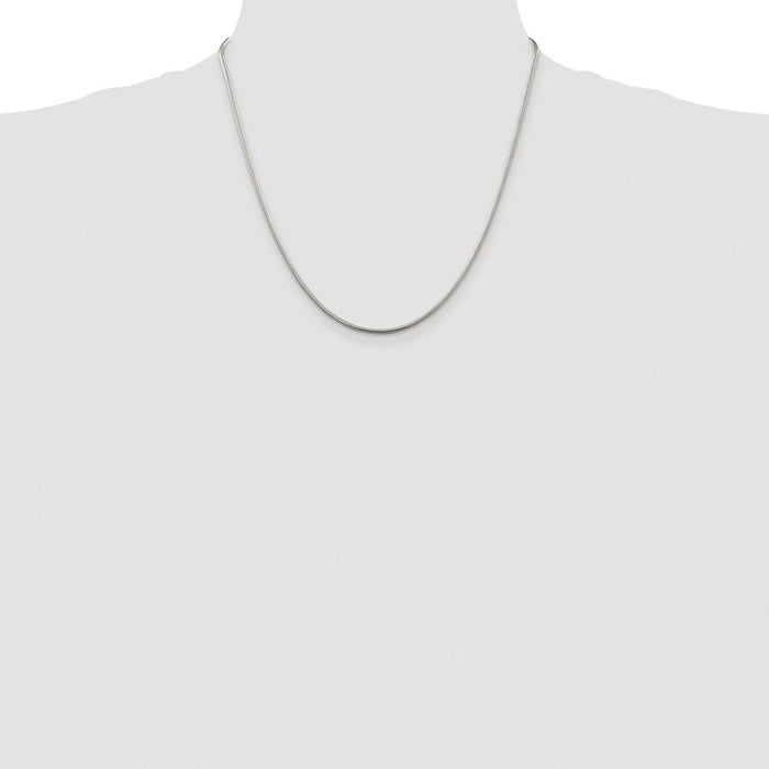 Buy Stylish Rhodium-Plated Sterling Silver 1.75mm Snake Chain - Affordable Luxury!-4