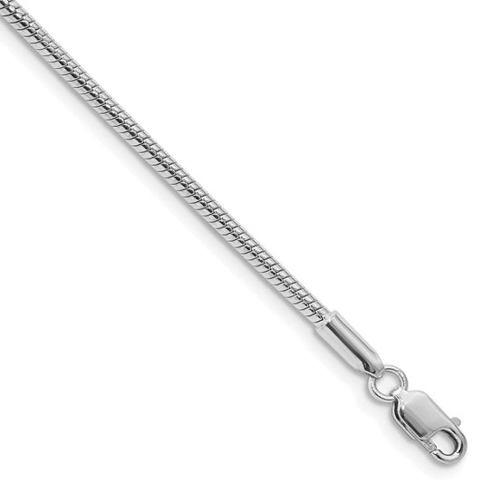 High-Quality Rhodium-Plated 2mm Sterling Silver Snake Chain | Stylish & Affordable