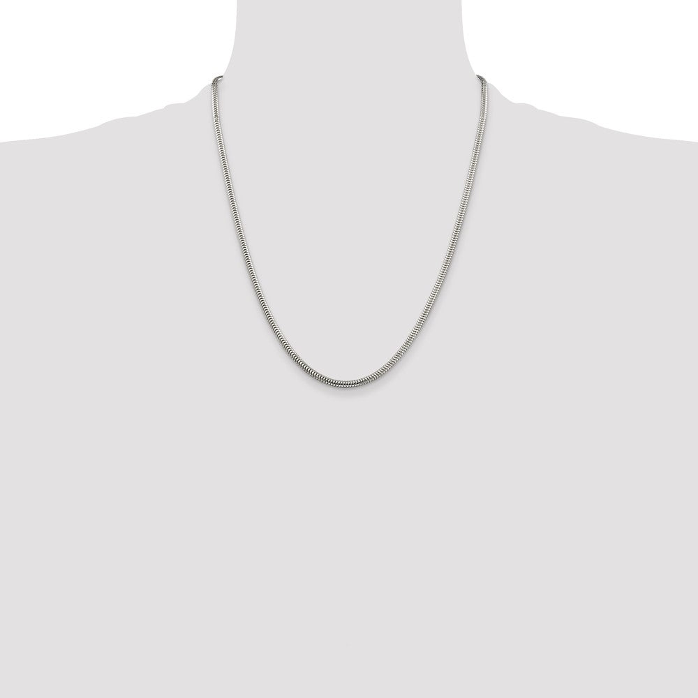 High-quality 3mm Round Snake Chain in Sterling Silver | Affordable Luxury Jewelry