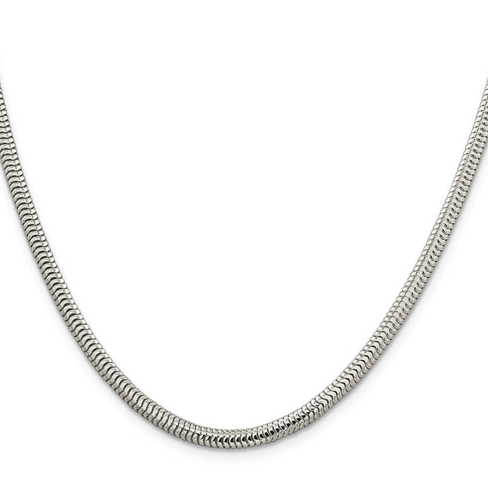High-Quality 4mm Round Snake Chain in Sterling Silver - Stylish & Affordable-2