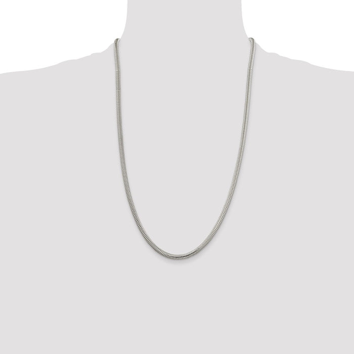 High-Quality 4mm Round Snake Chain in Sterling Silver - Stylish & Affordable-4