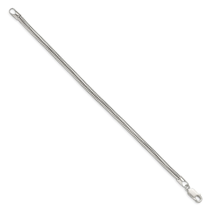Buy Stylish 4mm Round Snake Chain in Sterling Silver - Affordable Elegance-2