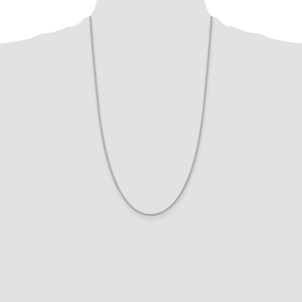Exclusive Rhodium-Plated 1.5mm Round Spiga Chain in Sterling Silver - Stylish Value