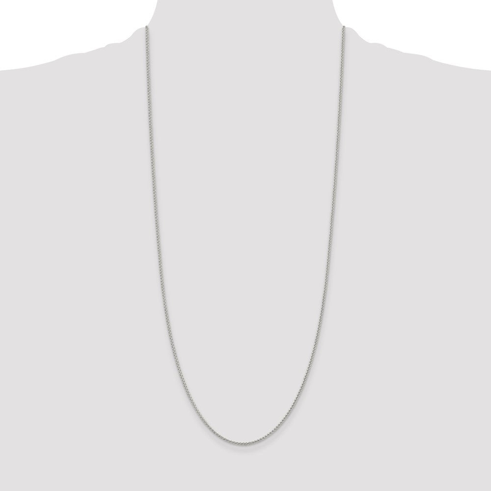 Exclusive Rhodium-Plated 1.5mm Round Spiga Chain in Sterling Silver - Stylish Value