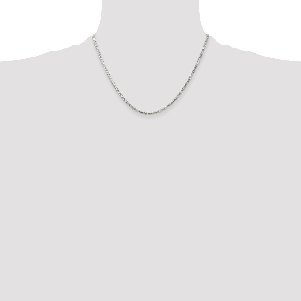 Buy High-Quality Rhodium-Plated 1.75mm Spiga Chain in Sterling Silver - Stylish Value!