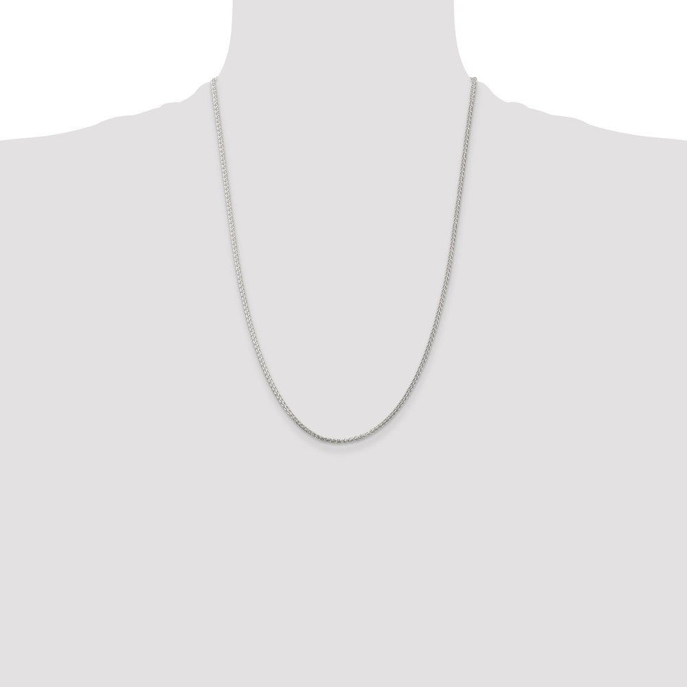 Buy Stylish Rhodium-Plated Sterling Silver 1.75mm Round Spiga Chain - Luxury Quality