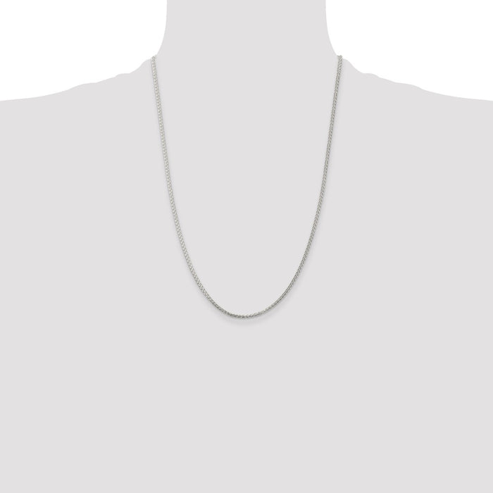 Buy Stylish Rhodium-Plated Sterling Silver 1.75mm Round Spiga Chain - Luxury Quality-4