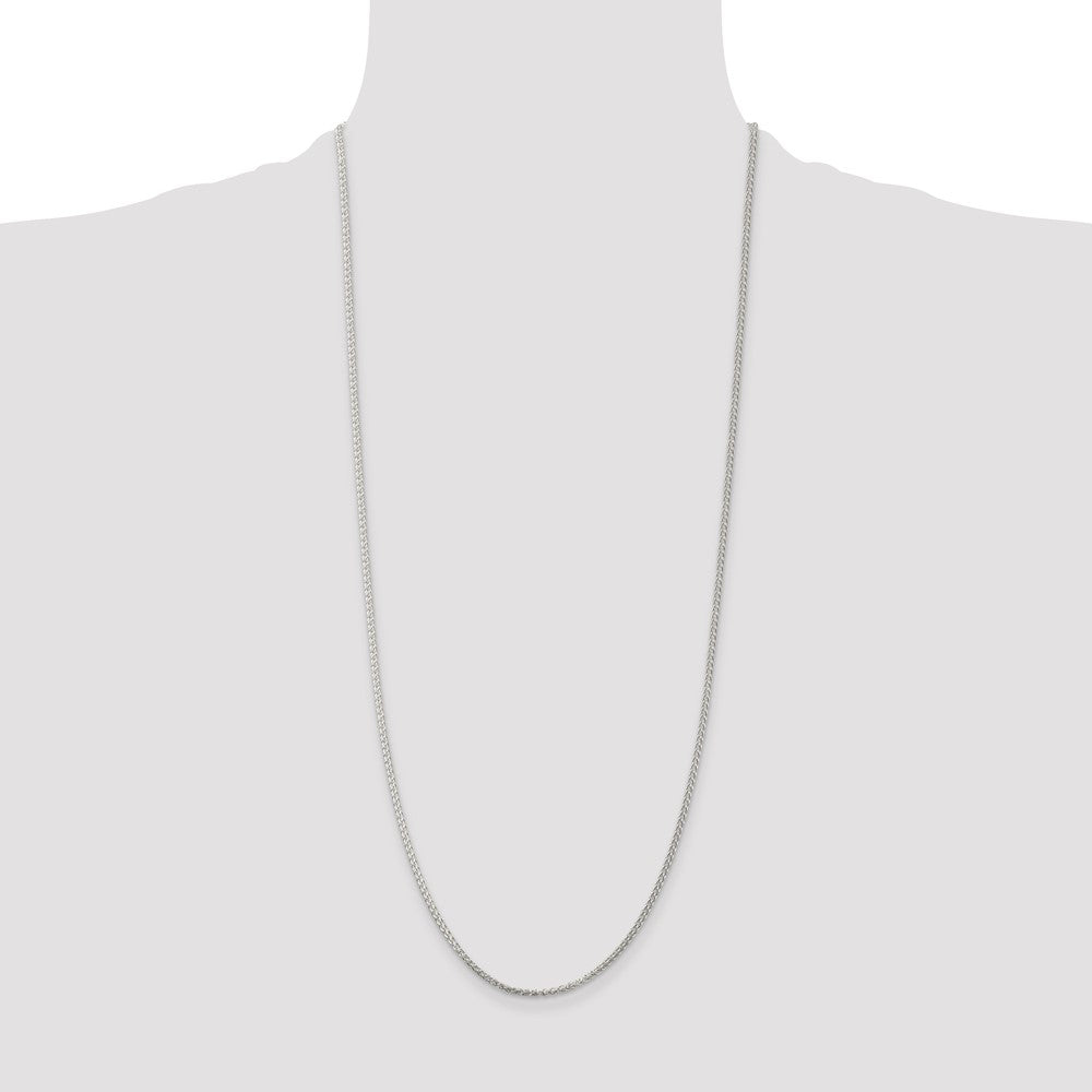 Buy Stylish Rhodium-Plated 1.75mm Sterling Silver Spiga Chain - Luxury Look