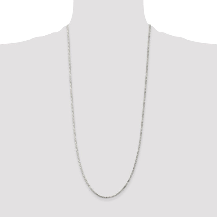 Buy Stylish Rhodium-Plated 1.75mm Sterling Silver Spiga Chain - Luxury Look-4