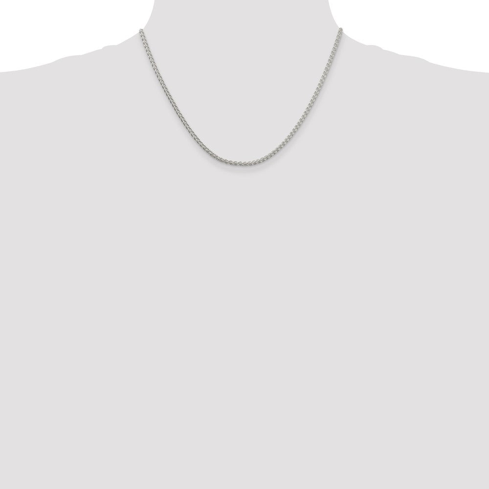 Buy Stylish 2.5mm Rhodium-Plated Spiga Chain in Sterling Silver - Luxury Look