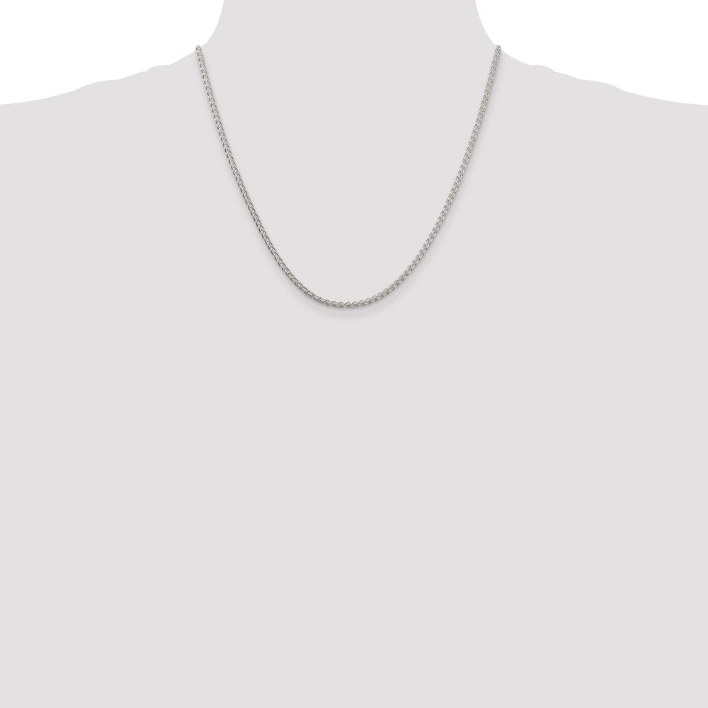 Buy Stylish 2.5mm Rhodium-Plated Spiga Chain in Sterling Silver - Exclusive Value!