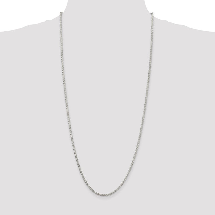 Buy Stylish Rhodium-Plated 2.5mm Round Spiga Chain in Sterling Silver-4