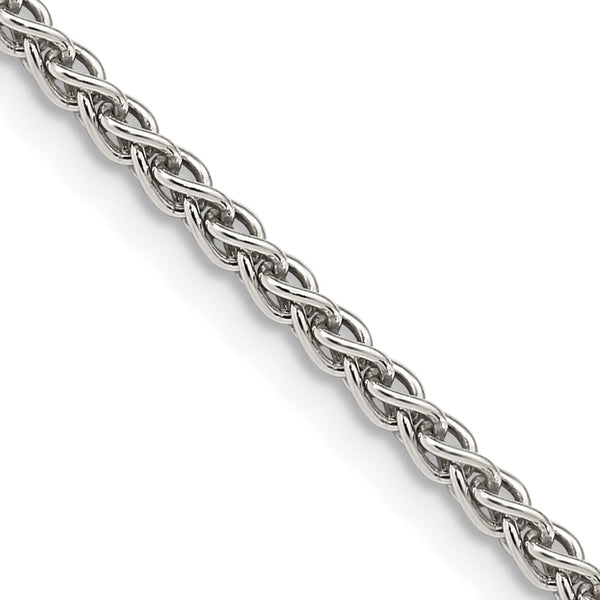 Rhodium-Plated 2.5mm Round Spiga Chain in Sterling Silver - Style GR1-1034286