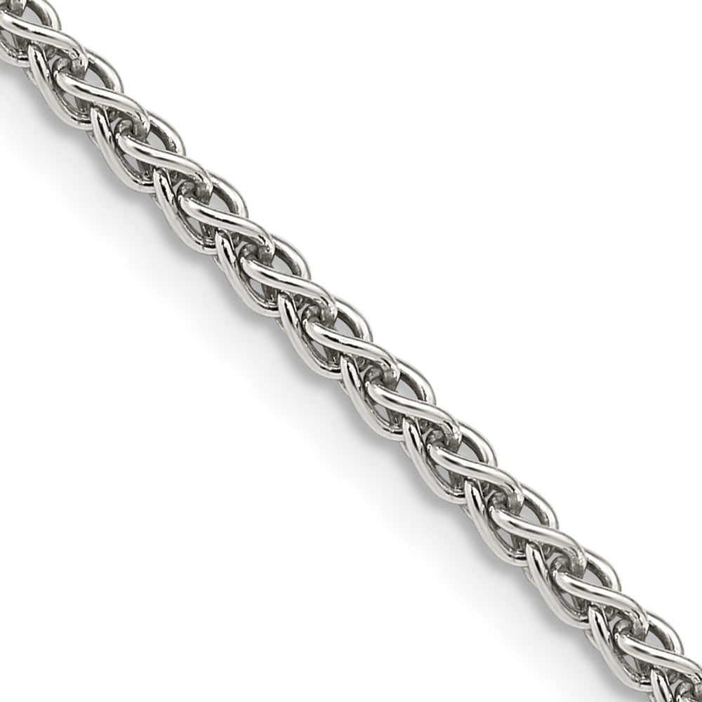 Exclusive Rhodium-Plated 2.5mm Round Spiga Chain in Sterling Silver - Stylish Value