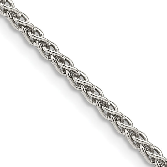 Exclusive Rhodium-Plated 2.5mm Round Spiga Chain in Sterling Silver - Stylish Value