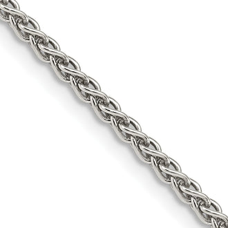 Buy Stylish 2.5mm Rhodium-Plated Spiga Chain in Sterling Silver - Luxury Value