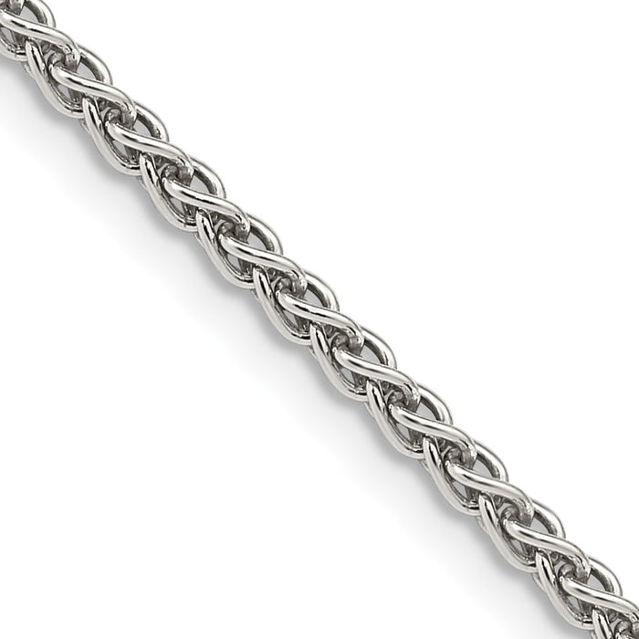 Exclusive Rhodium-Plated 2.5mm Round Spiga Chain in Sterling Silver - Stylish Value-1