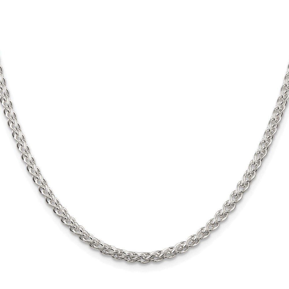 Buy Stylish 3mm Rhodium-Plated Spiga Chain in Sterling Silver - Luxury Value!