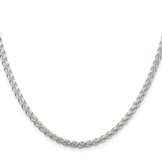 Buy Stylish 3mm Rhodium-Plated Spiga Chain in Sterling Silver - Luxury Value!
