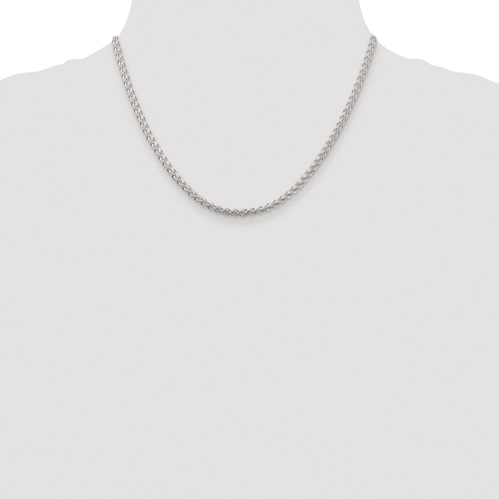Exclusive 3mm Rhodium-Plated Spiga Chain in Sterling Silver - Affordable Luxury!