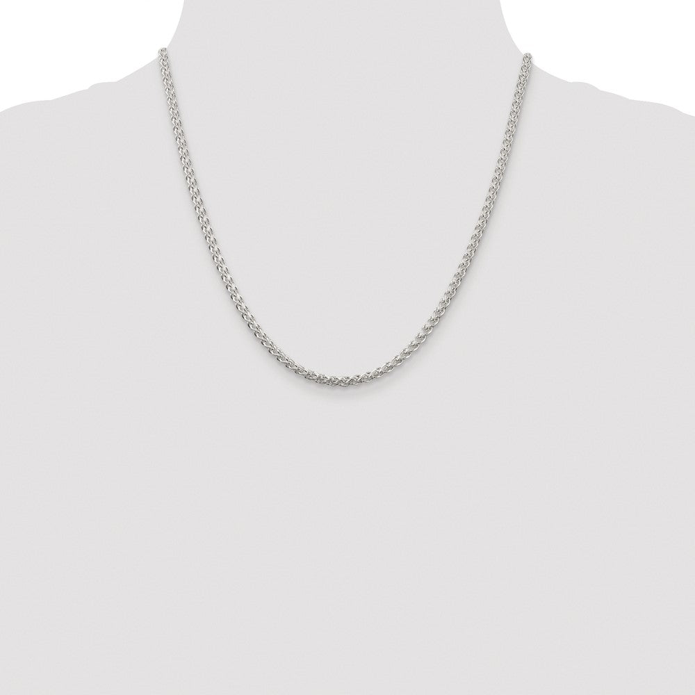 Buy Stylish Rhodium-Plated 3mm Round Spiga Chain in Sterling Silver - Affordable!