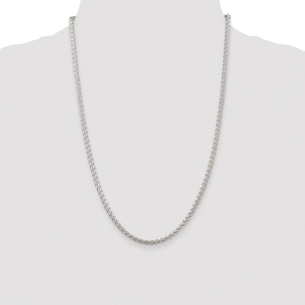 Buy Stylish 3mm Rhodium-Plated Spiga Chain in Sterling Silver - High Quality